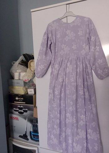 çiçekli yazlık lila elbise - Görsel 5