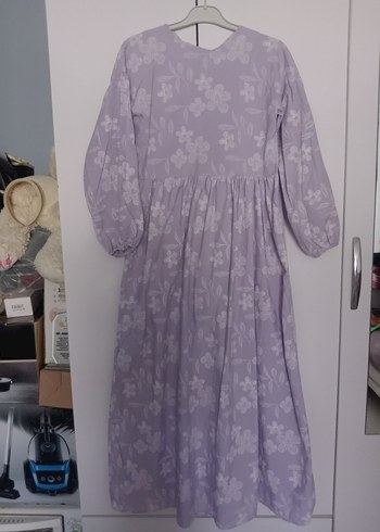 çiçekli yazlık lila elbise - Görsel 3