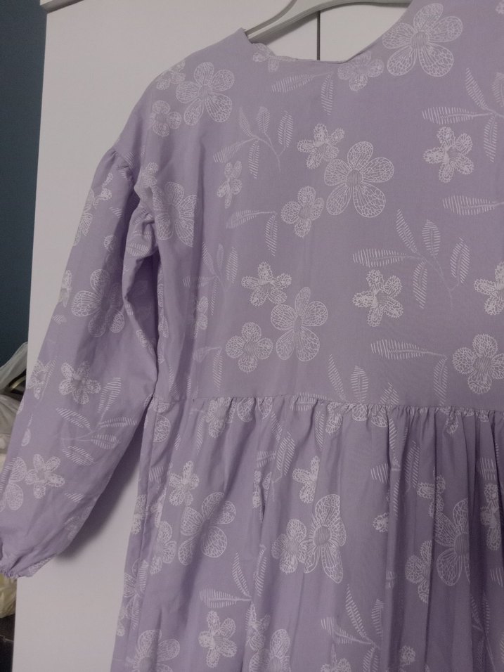çiçekli yazlık lila elbise - Görsel 4