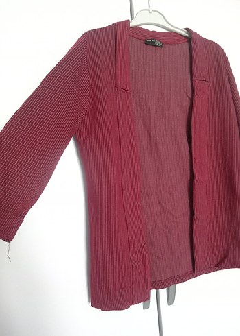 Bordo Pilili Kadın Midi Hırka - Görsel 2