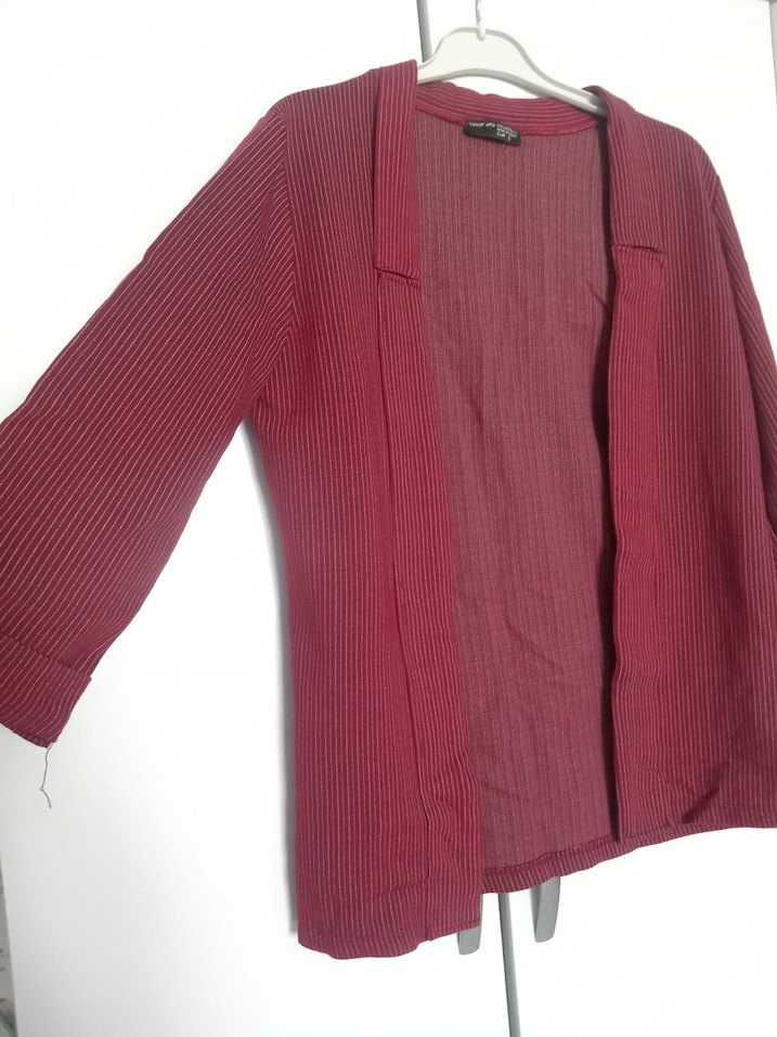 Bordo Pilili Kadın Midi Hırka - Görsel 2