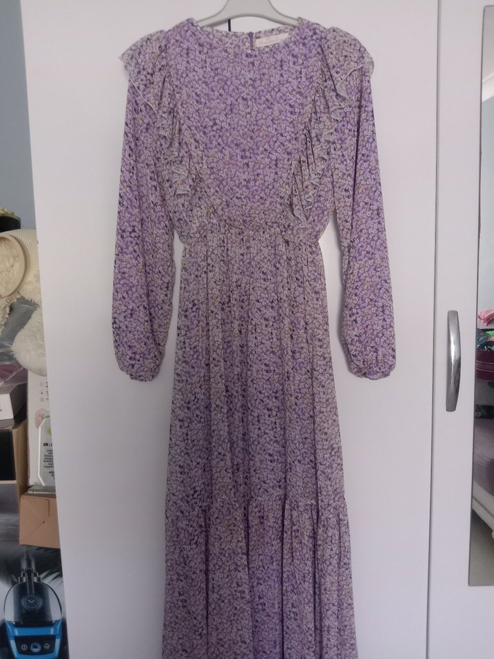 fırfırlı şifon elbise - Görsel 3