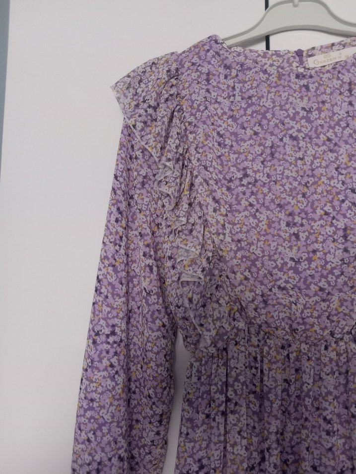 fırfırlı şifon elbise - Görsel 4