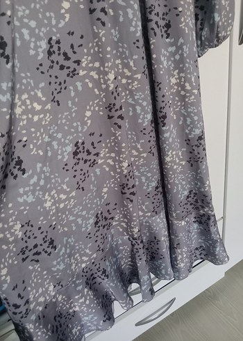 Gri Bağlama Desenli Salaş Hamile Bluzu - Görsel 4