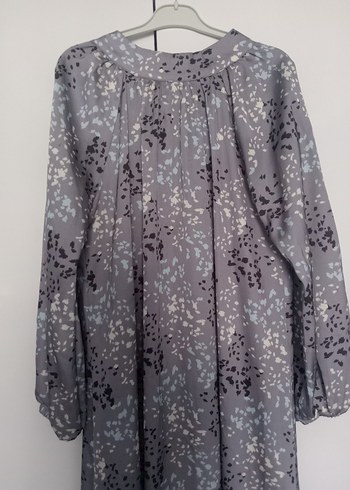 Gri Bağlama Desenli Salaş Hamile Bluzu - Görsel 5