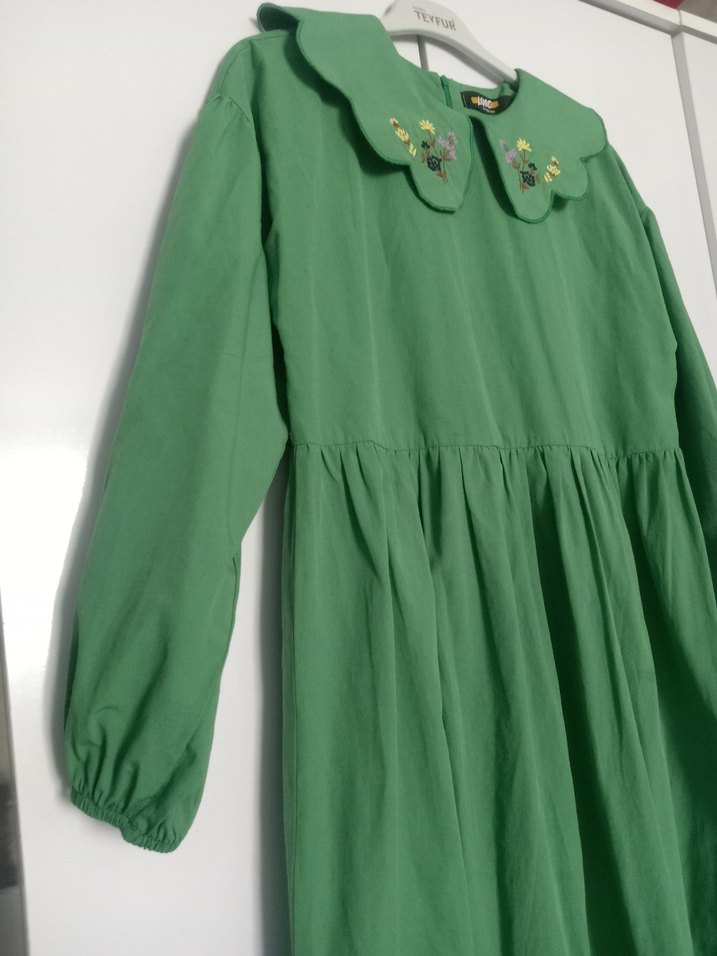 bebe yaka uzun elbise - Görsel 4