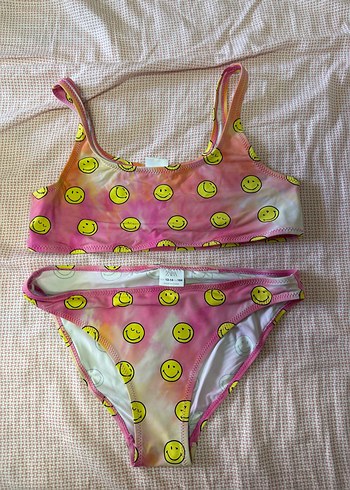 Kız Çocuk Pembe Batik Desenli Bikini