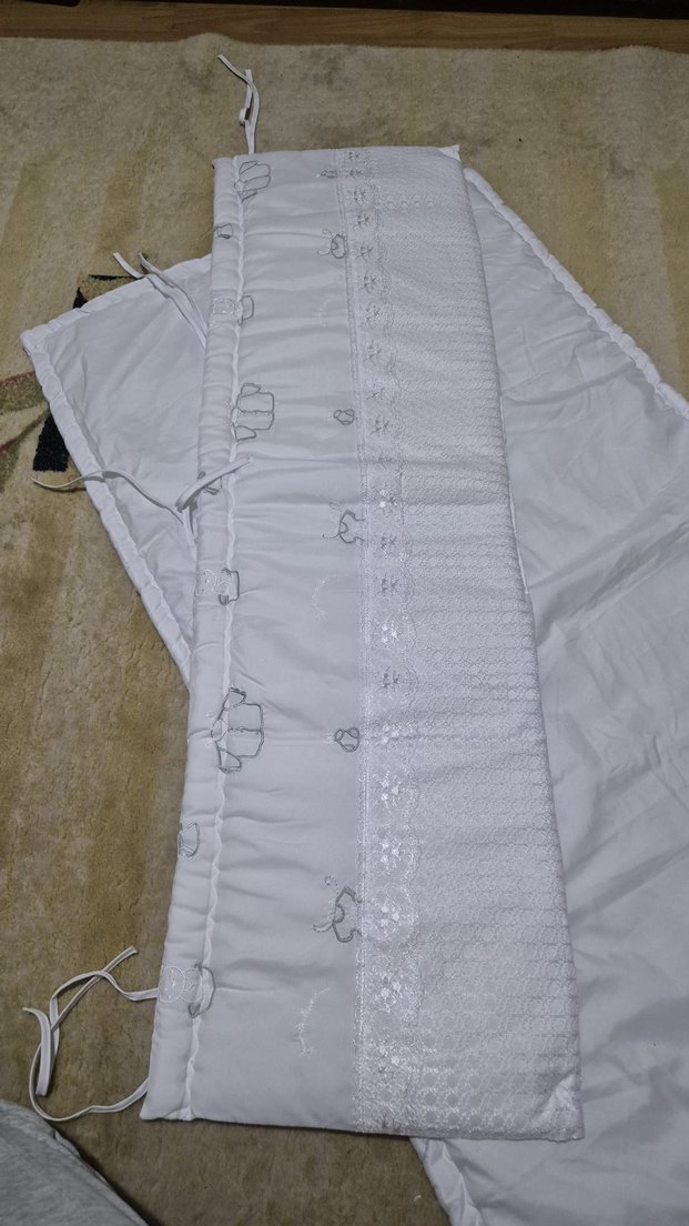 Nakışlı Beyaz  Bebek Uyku Seti - Görsel 4