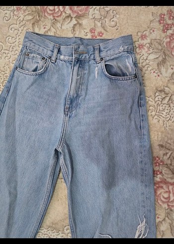 Yırtık Detaylı Geniş Paça Kadın Kot Pantolon marka temsili - Görsel 4