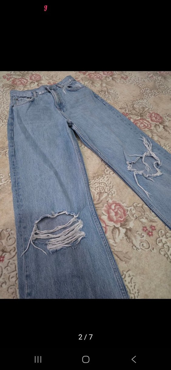 Yırtık Detaylı Geniş Paça Kadın Kot Pantolon marka temsili - Görsel 3