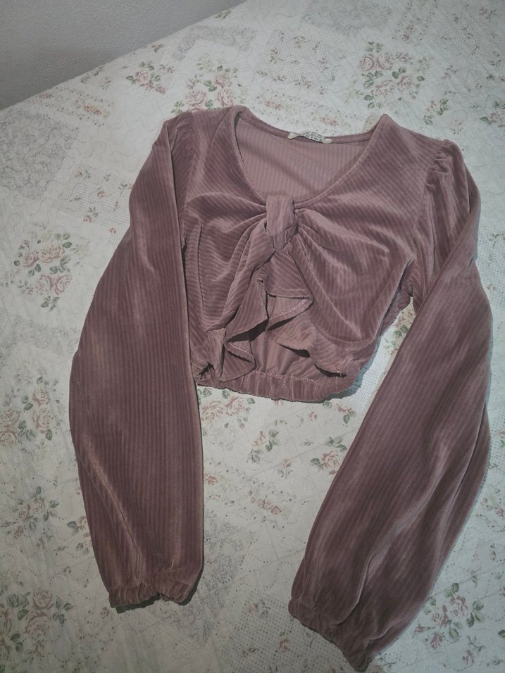 Uzun Kollu V Yaka Kadın Bluz - Görsel 2