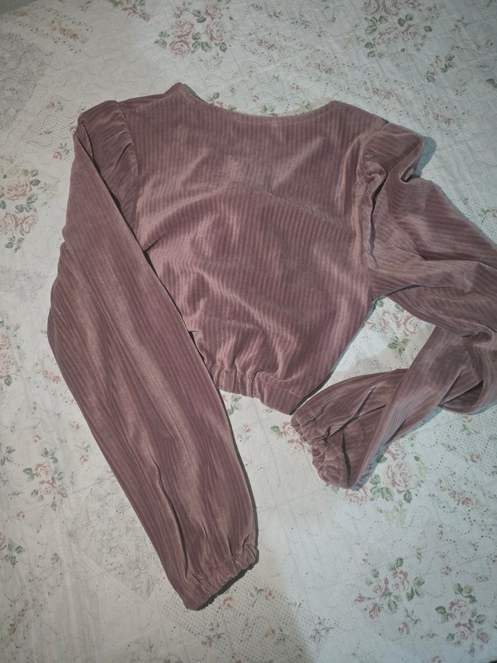 Uzun Kollu V Yaka Kadın Bluz - Görsel 5