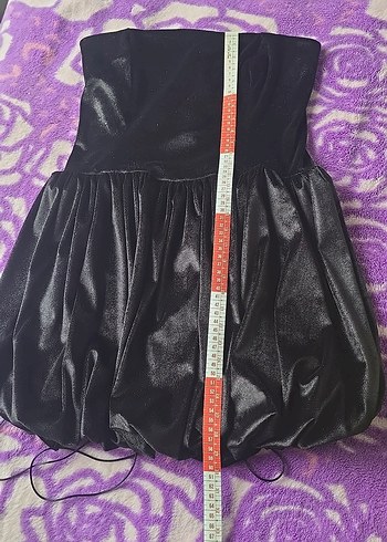 Siyah Straplez simli balon elbise - Görsel 5