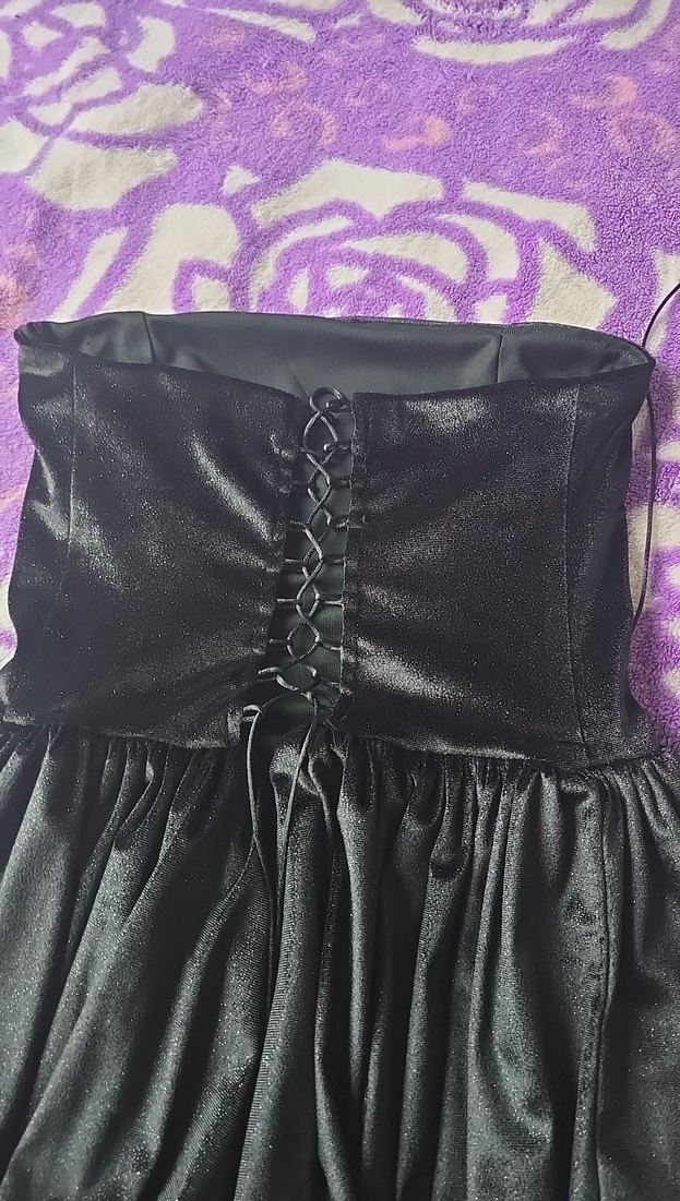 Siyah Straplez simli balon elbise - Görsel 3