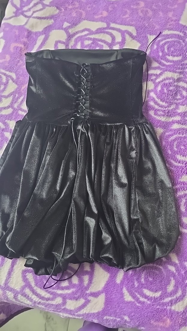 Siyah Straplez simli balon elbise - Görsel 2