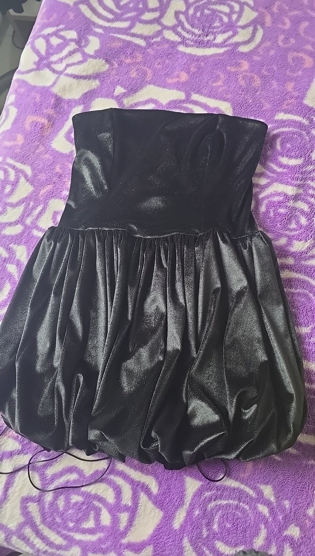 Siyah Straplez simli balon elbise - Görsel 4