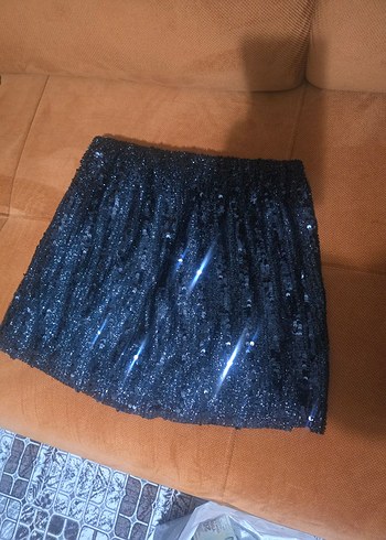 Payet İşlemeli Siyah Mini Etek - Görsel 4