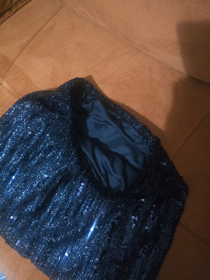 Payet İşlemeli Siyah Mini Etek - Görsel 5