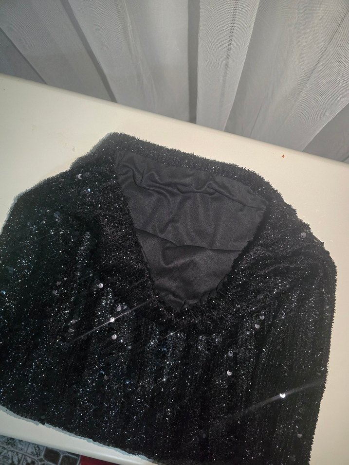 Payet İşlemeli Siyah Mini Etek - Görsel 3