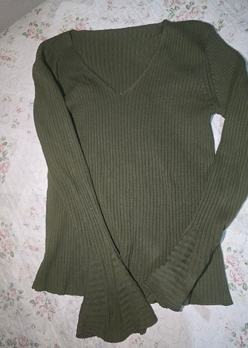 Kadın V Yaka Triko Kazak - - Görsel 2