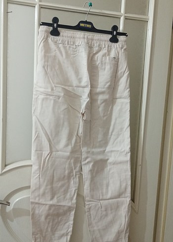 LC Waikiki Beyaz Keten Kadın Pantolon