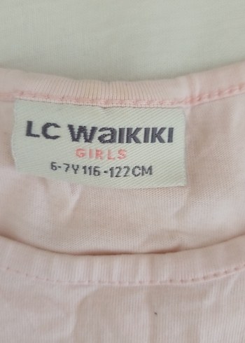 LC Waikiki Pembe Baskılı Kız Çocuk Kısa Kollu Tişört