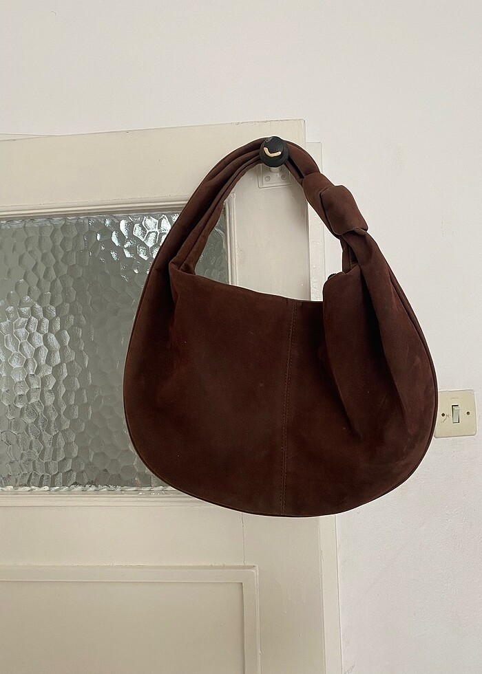Kahverengi Süet Kol Çantası - Görsel 2