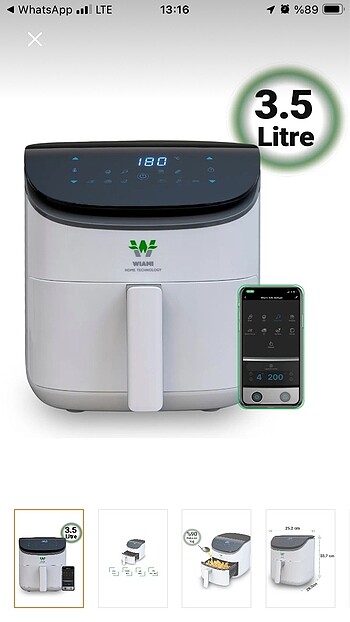 Wiami Air Fryer Fry 3,5 litre