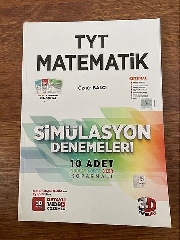 Tyt Matematik 3d yayınları simülasyon denemesi