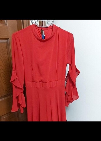 38 Beden kırmızı Renk Kırmızı tesettür elbise 