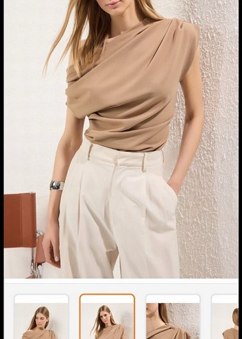 Trendyol & Milla Asimetrik Drapeli Bej Bluz Trendyol Milla