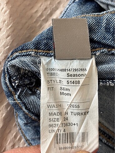 34 Beden mavi Renk Ltb slim mom kot pantolon