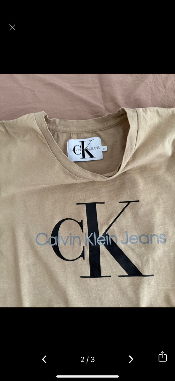 Bej Kısa Kollu Calvin Klein Tişört - Görsel 2