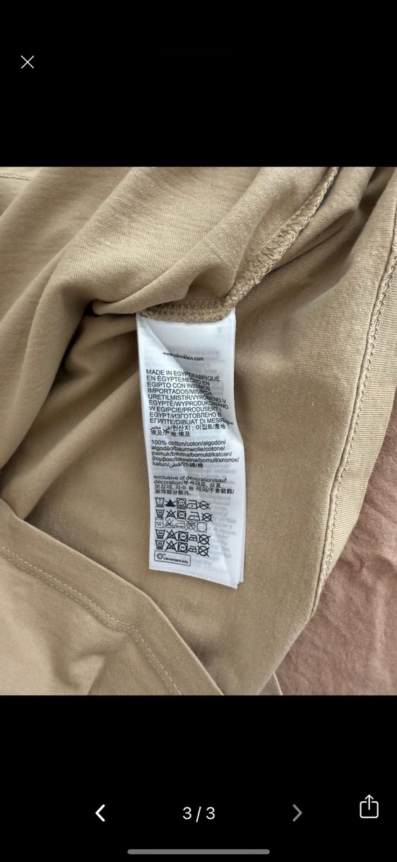 Bej Kısa Kollu Calvin Klein Tişört - Görsel 3