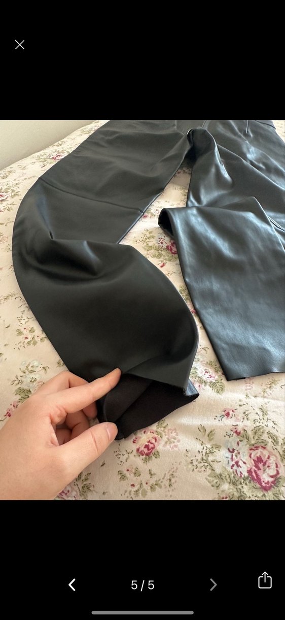 Zara Siyah Deri  Pantolon - Görsel 4