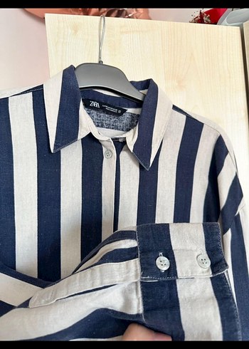 Mavi Çizgili Uzun Kollu Denim Gömlek - Görsel 4