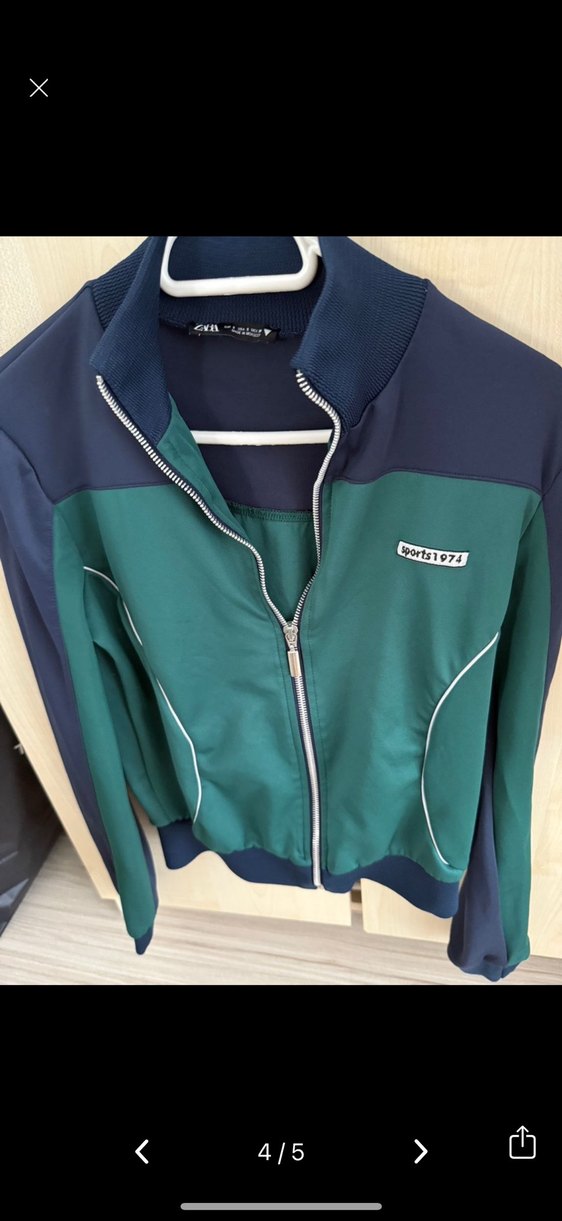 Zara Kadın Mavi Astarlı Fermuarlı Ceket - Görsel 3