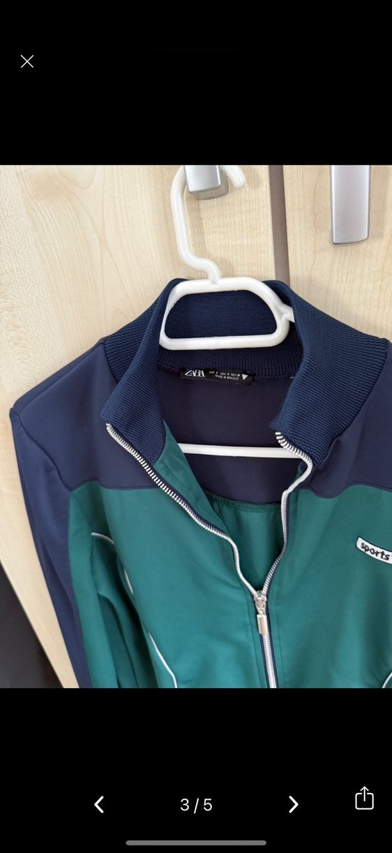 Zara Kadın Mavi Astarlı Fermuarlı Ceket - Görsel 2