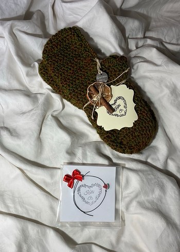 Erkek & Kadın & Çocuk Örgü Ev Terliği Yeşil - Görsel 5