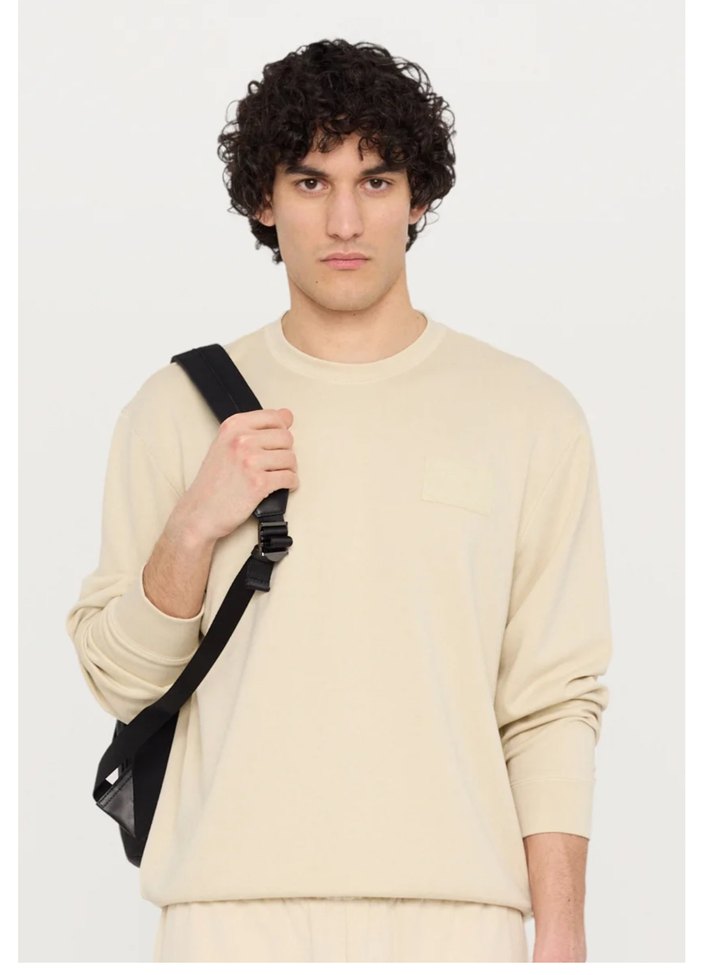 EA7 Logolu Bej Erkek Oversize Sweatshirt - Görsel 2