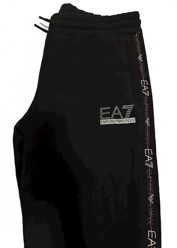 Erkek Siyah EA7 Fermuarlı Eşofman Altı - Görsel 4