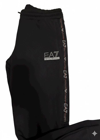 Erkek Siyah EA7 Fermuarlı Eşofman Altı - Görsel 3