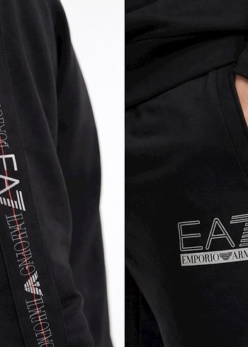 Erkek Siyah EA7 Fermuarlı Eşofman Altı - Görsel 2