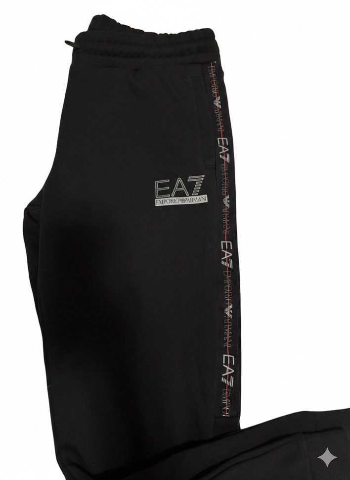 Erkek Siyah EA7 Fermuarlı Eşofman Altı - Görsel 3