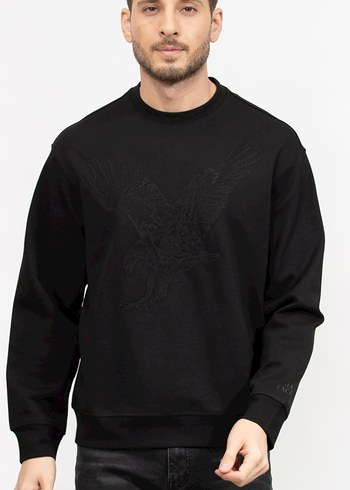 Armani Exchange Siyah Erkek Baskılı Sweatshirt - Görsel 4