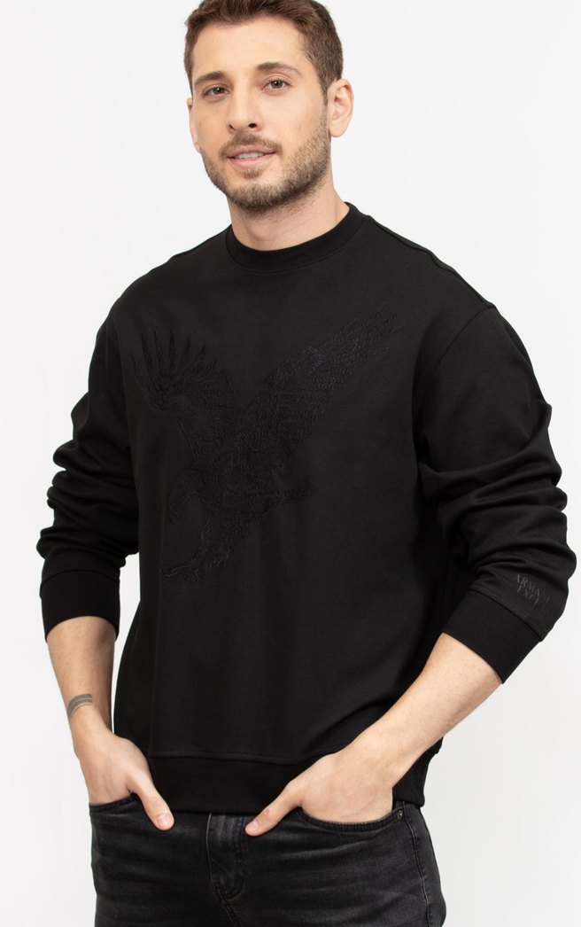 Armani Exchange Siyah Erkek Baskılı Sweatshirt - Görsel 3