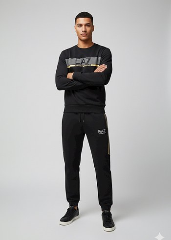 Siyah EA7 Baskılı Erkek Eşofman Takımı - Görsel 2