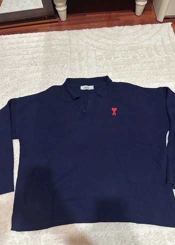 Orjinal ami Uzun Kollu Lacivert Polo Tişört - Görsel 2