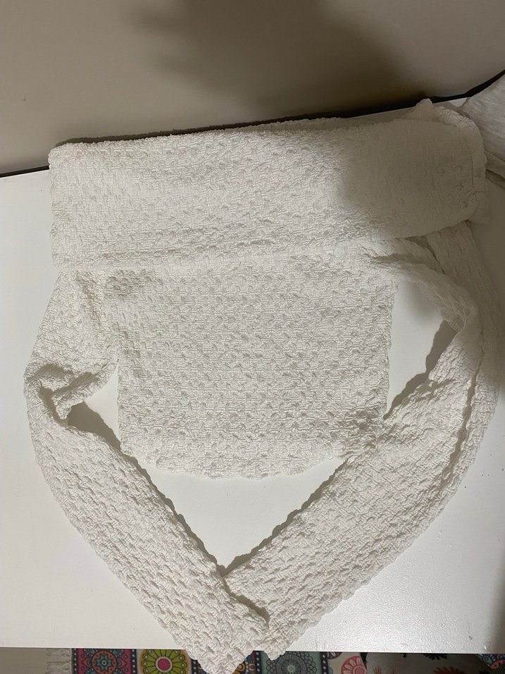 Beyaz uzun kollu crop - Görsel 3