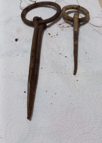 Eski  antik büyük ve küçük çivili halkalar - Görsel 3